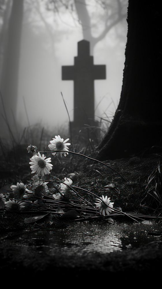 Cemetery outdoors nature flower. AI generated Image by rawpixel.