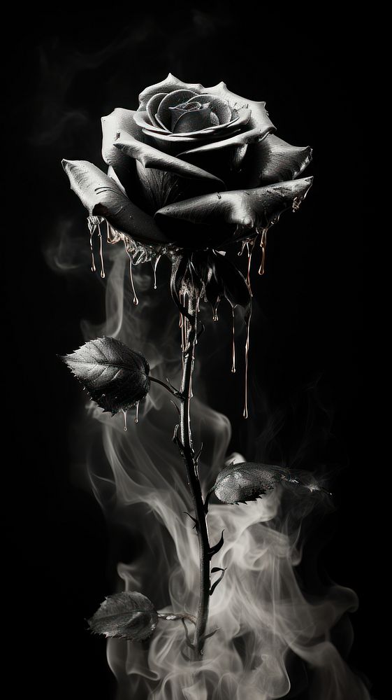 Black fire rose flower smoke plant. AI generated Image by rawpixel.