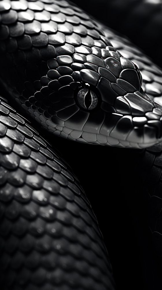 Black snake reptile monochrome poisonous. AI generated Image by rawpixel.
