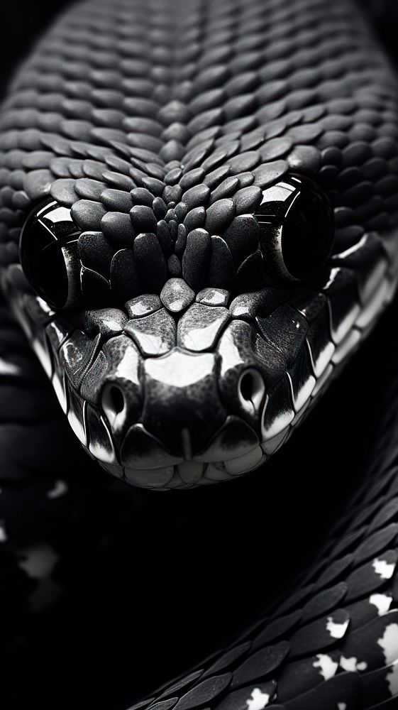 Black snake reptile animal monochrome. AI generated Image by rawpixel.