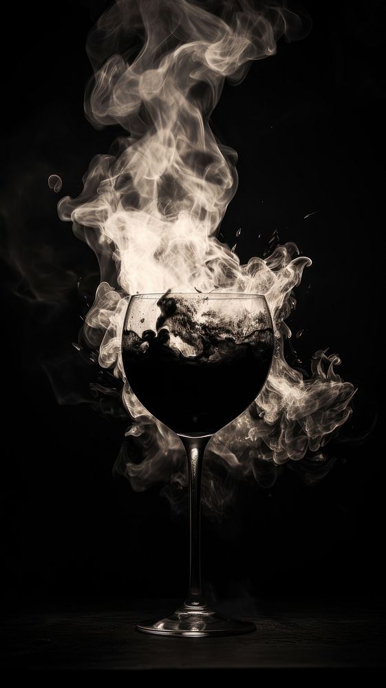 Burning wine glass smoke drink black. AI generated Image by rawpixel.