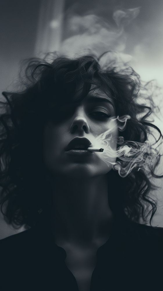 Burning cigarette portrait smoking black. AI generated Image by rawpixel.