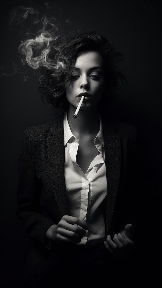 Burning cigarette portrait smoking adult. AI generated Image by rawpixel.