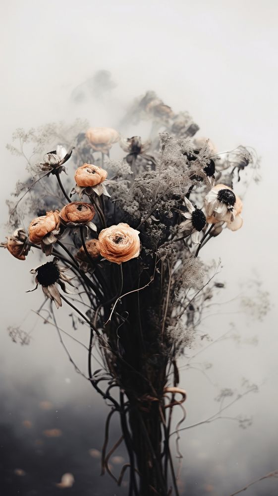 Burning dried flower bouquet plant tranquility fragility. AI generated Image by rawpixel.