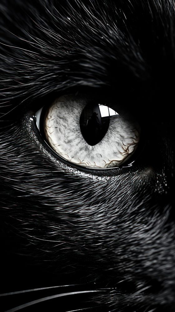 Feline eye animal mammal black. AI generated Image by rawpixel.