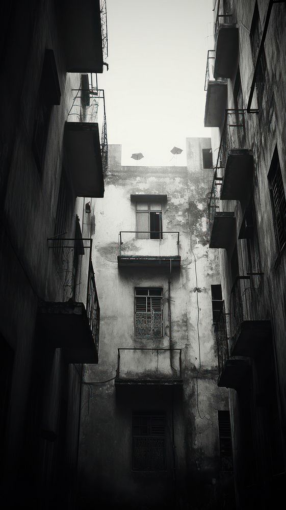 Old lonely building architecture outdoors street. AI generated Image by rawpixel.