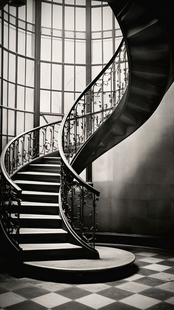 Vintage spriral stairway architecture staircase building. AI generated Image by rawpixel.