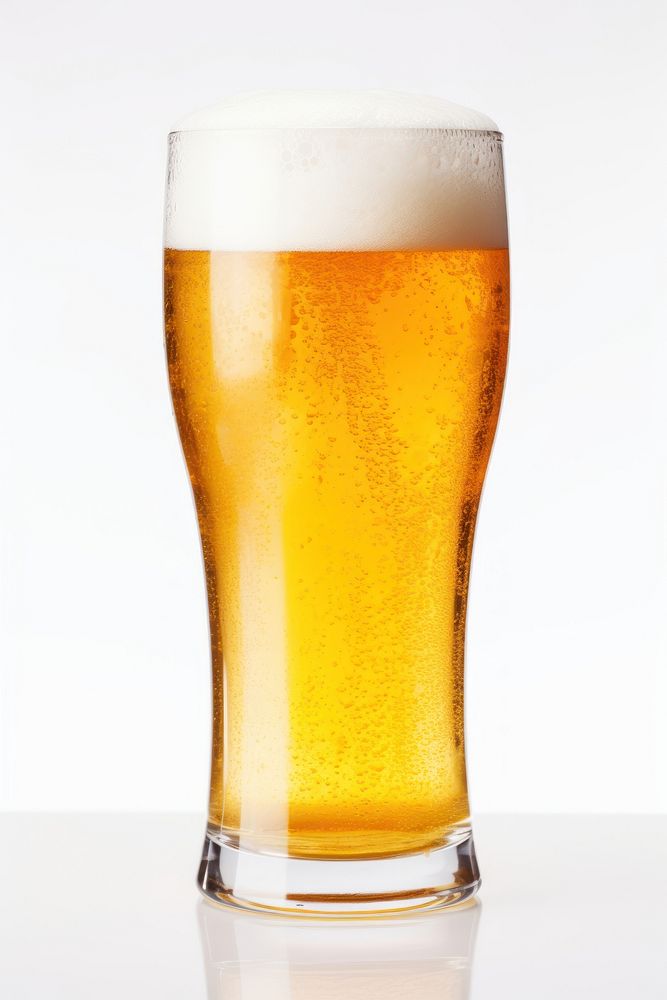 Glass of beer lager drink white background. AI generated Image by rawpixel.