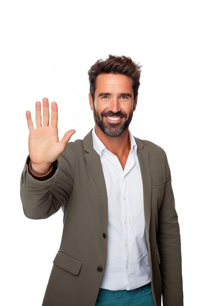 Man with welcoming gesture finger adult smile. AI generated Image by rawpixel.