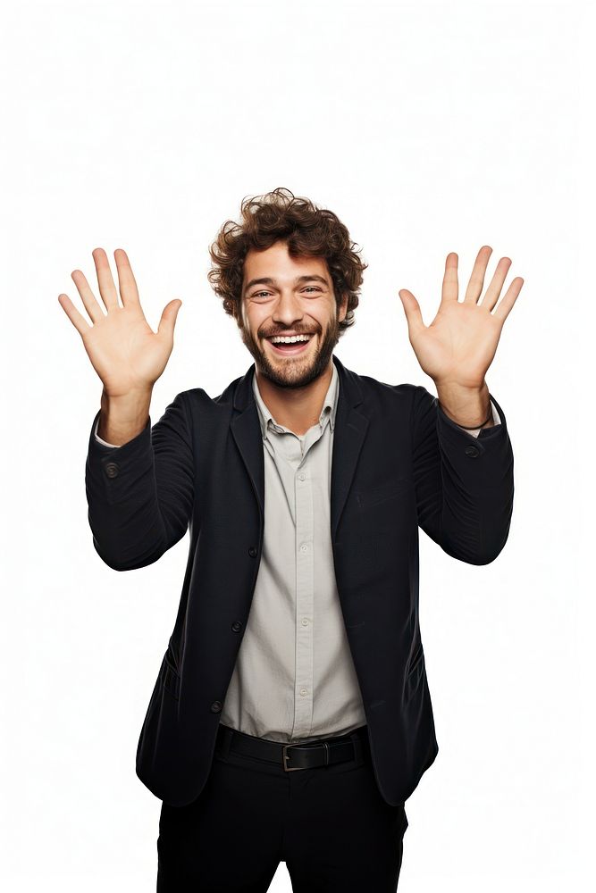 Man spread your hands portrait smiling smile. AI generated Image by rawpixel.
