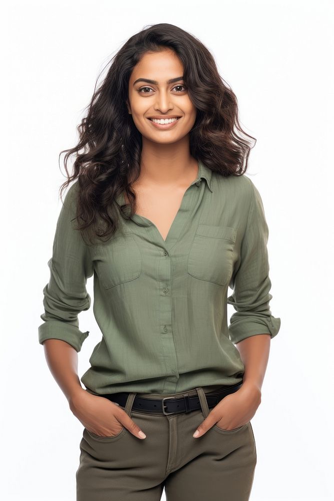 Smiling indian woman sleeve blouse smile. AI generated Image by rawpixel.