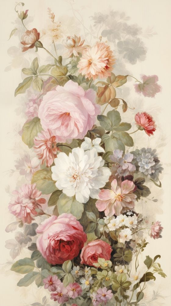 Vintage flowers painting pattern plant. AI generated Image by rawpixel.
