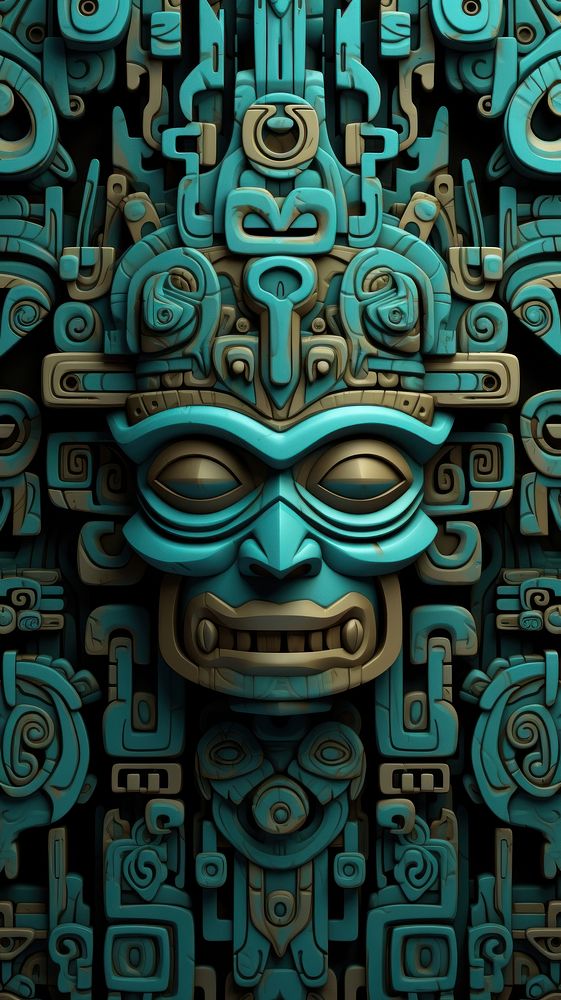 Aztec serene totem representation architecture. 