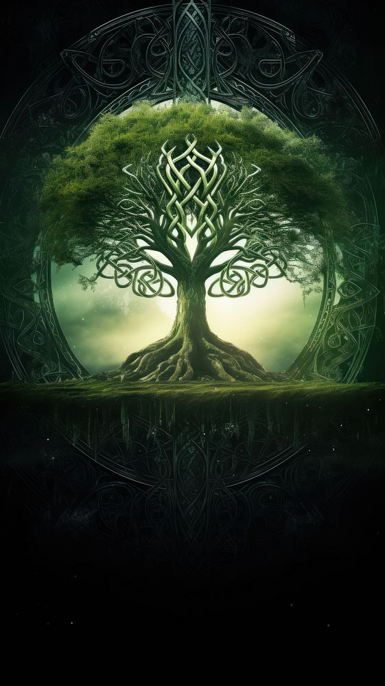 Celtic serene plant green tree. AI generated Image by rawpixel.