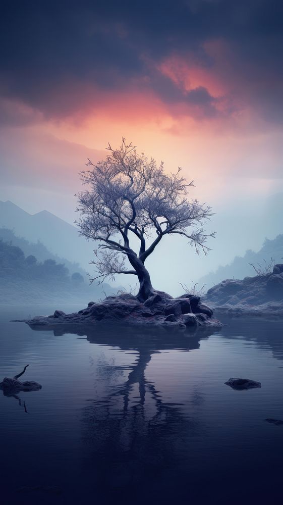 Cool serene wallpaper landscape outdoors nature. AI generated Image by rawpixel.