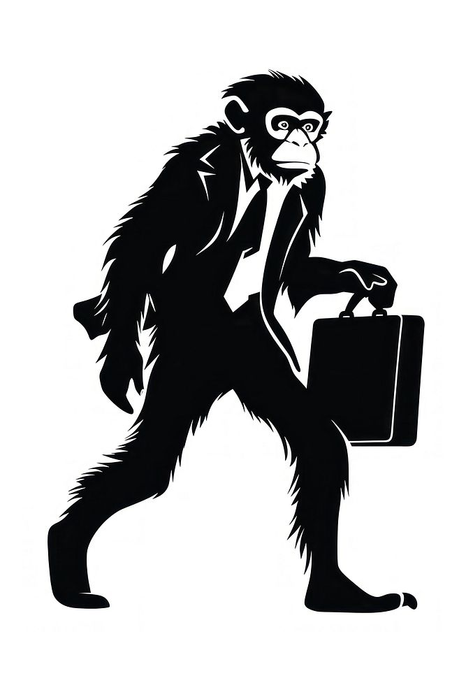 Silhouette cartoon monkey mammal. AI generated Image by rawpixel.