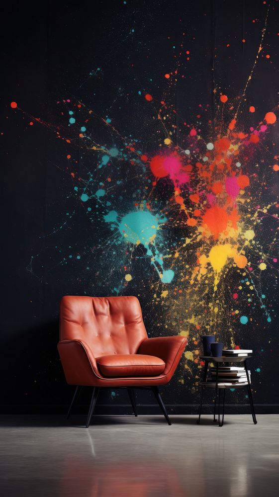 Dry paint splatter furniture armchair wall. AI generated Image by rawpixel.