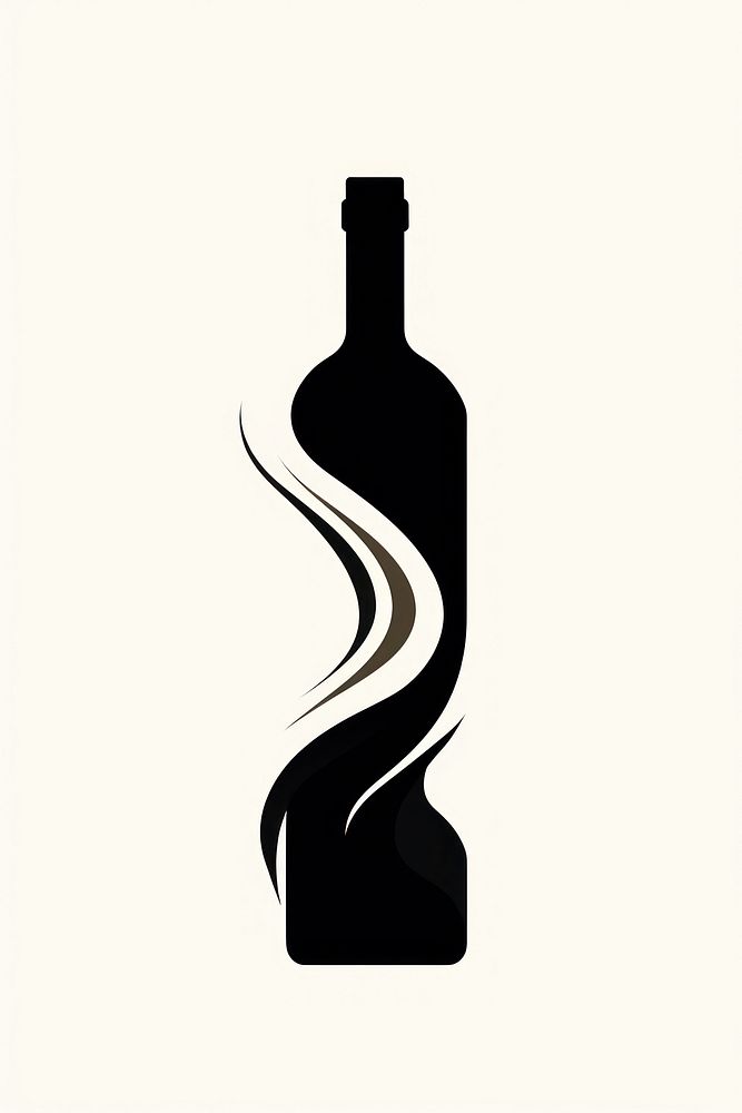 Wine bottle stroke shape drink refreshment drinkware. AI generated Image by rawpixel.