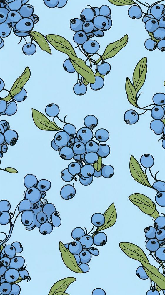 Blue berry backgrounds pattern plant. AI generated Image by rawpixel.