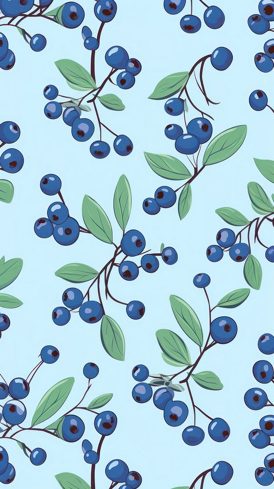 Blue berry backgrounds blueberry pattern. AI generated Image by rawpixel.