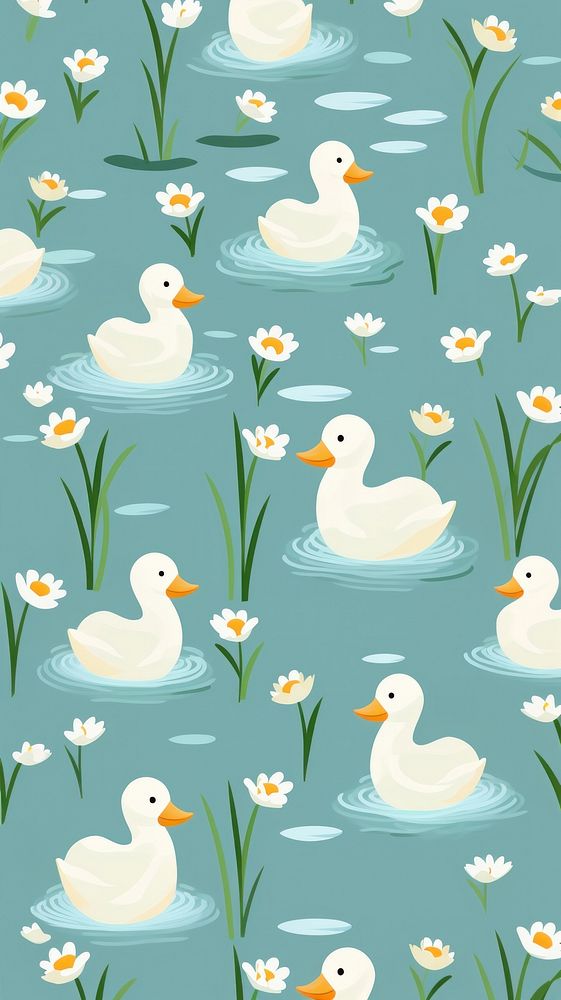 Ducks pattern backgrounds wallpaper. AI generated Image by rawpixel.