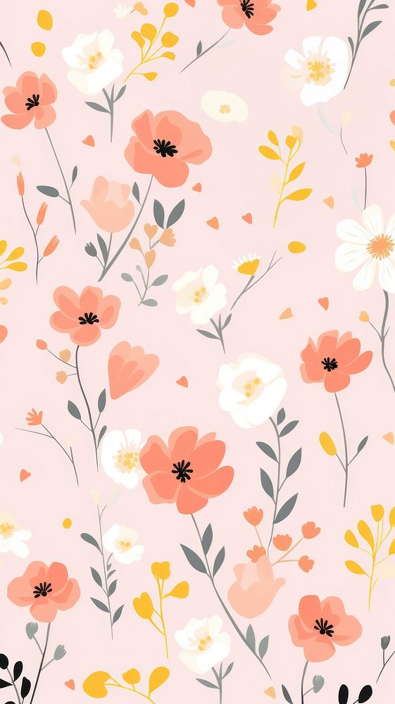 Florals pattern backgrounds wallpaper. AI generated Image by rawpixel.