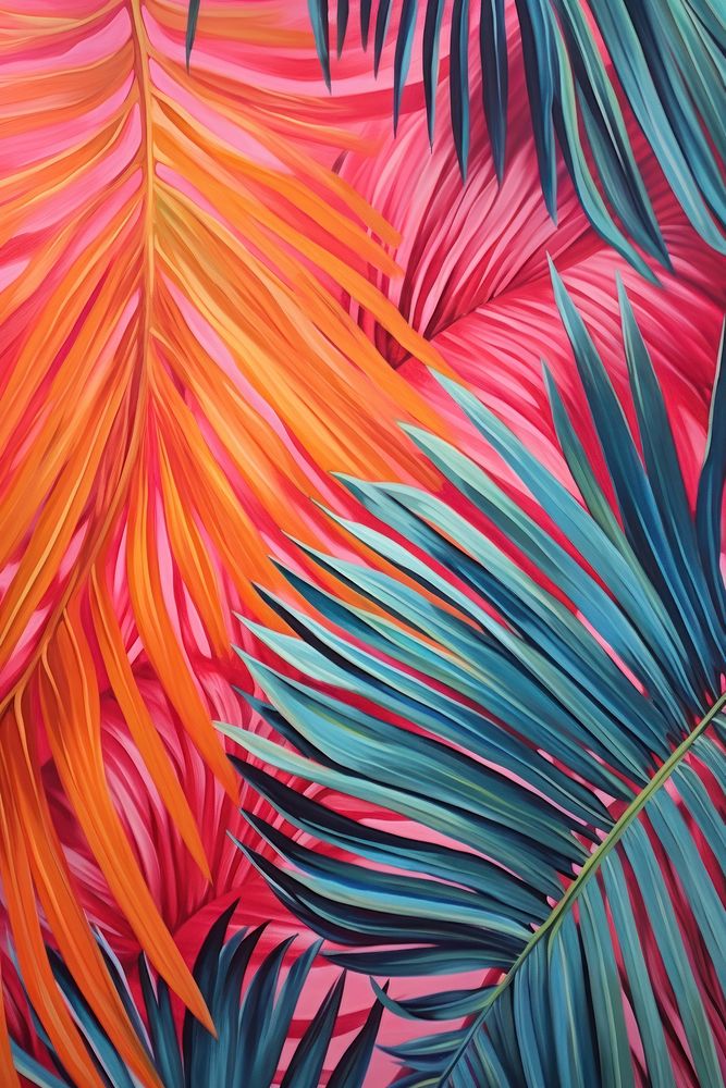 Palm leaf backgrounds painting pattern. AI generated Image by rawpixel.