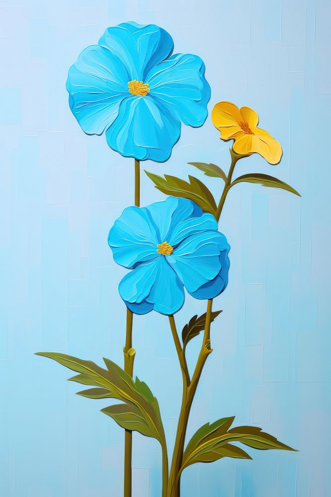 Blue flower painting plant blue. AI generated Image by rawpixel.