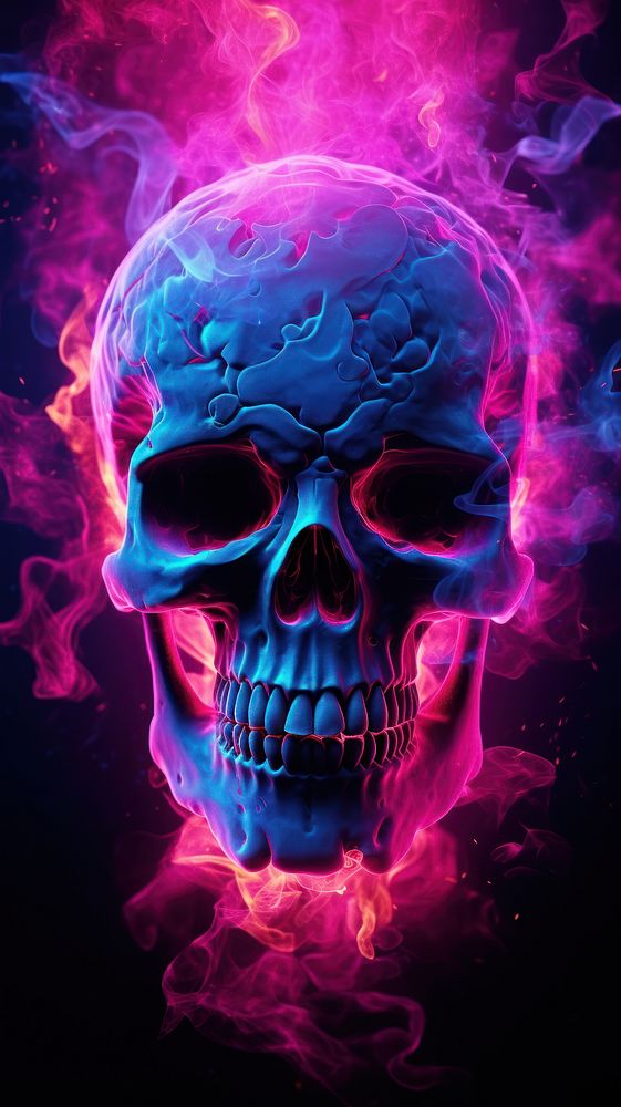 Smoke skull purple anthropology. AI generated Image by rawpixel.