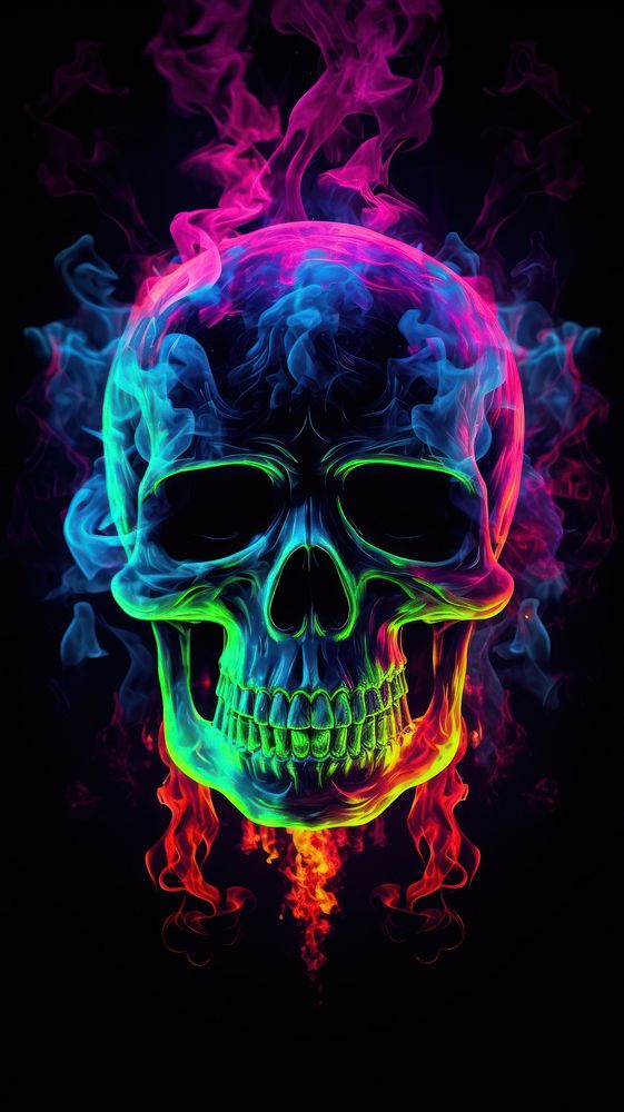 Neon smoke outline skull purple | Premium Photo Illustration - rawpixel