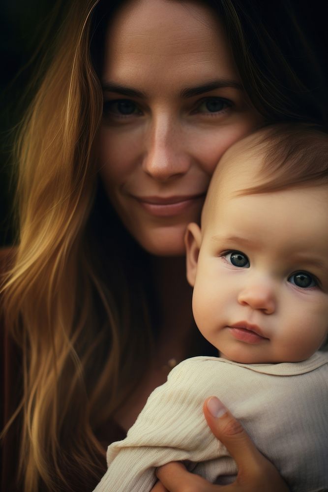 Mom holding a tiny child photography portrait newborn. AI generated Image by rawpixel.