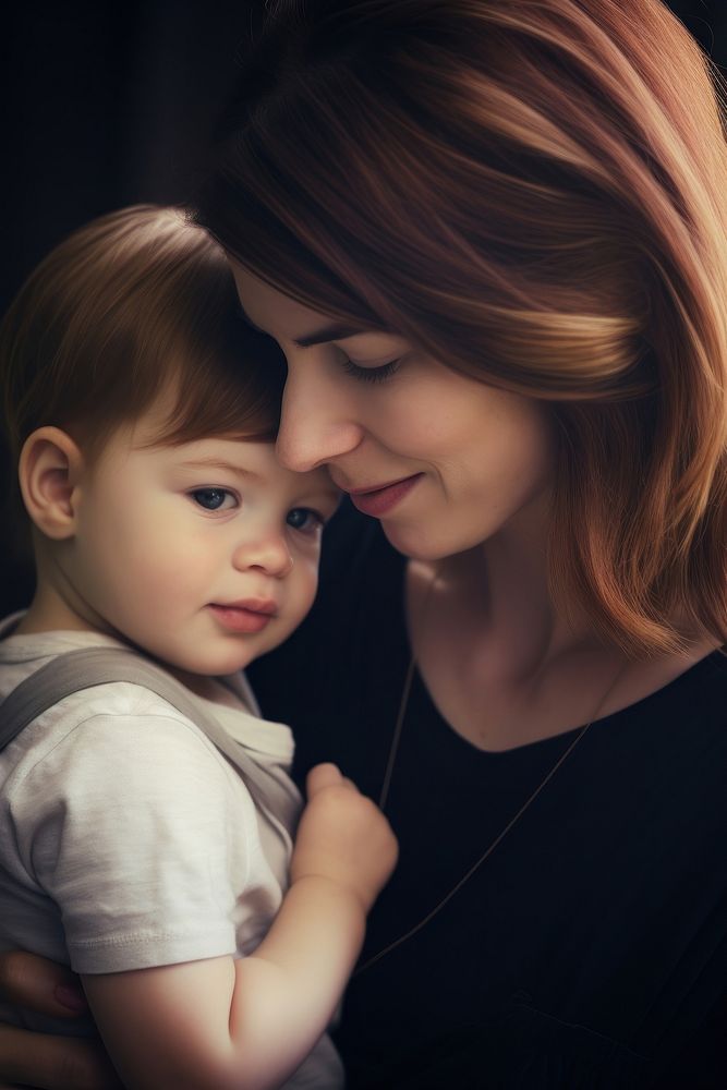 Mom holding a tiny child photography portrait family. AI generated Image by rawpixel.