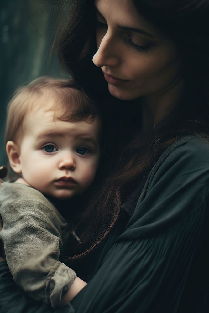 Mom holding a tiny child photography portrait family. AI generated Image by rawpixel.