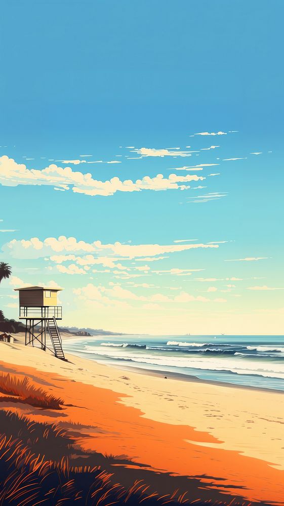California beach wallpaper sky outdoors horizon. AI generated Image by rawpixel.