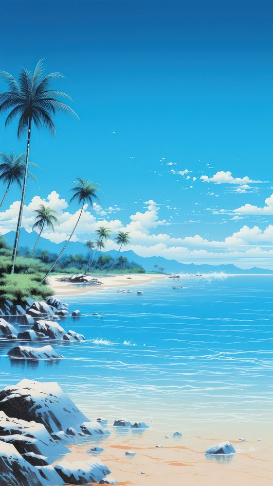 Crystal blue ocean landscape beach outdoors. AI generated Image by rawpixel.