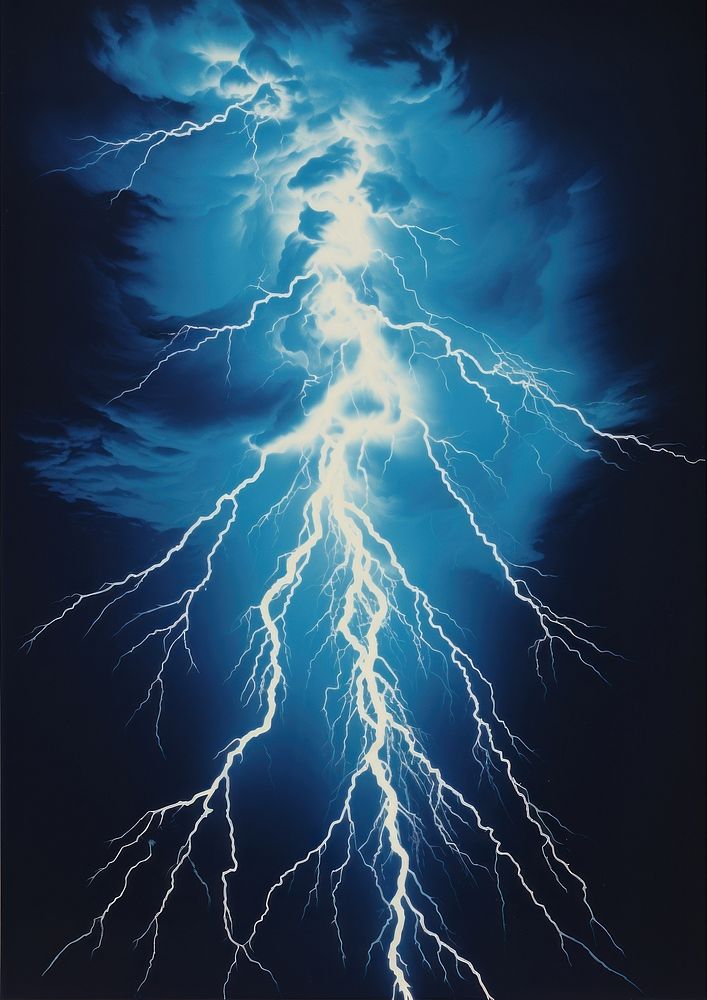 Storm thunderstorm lightning nature. AI generated Image by rawpixel.