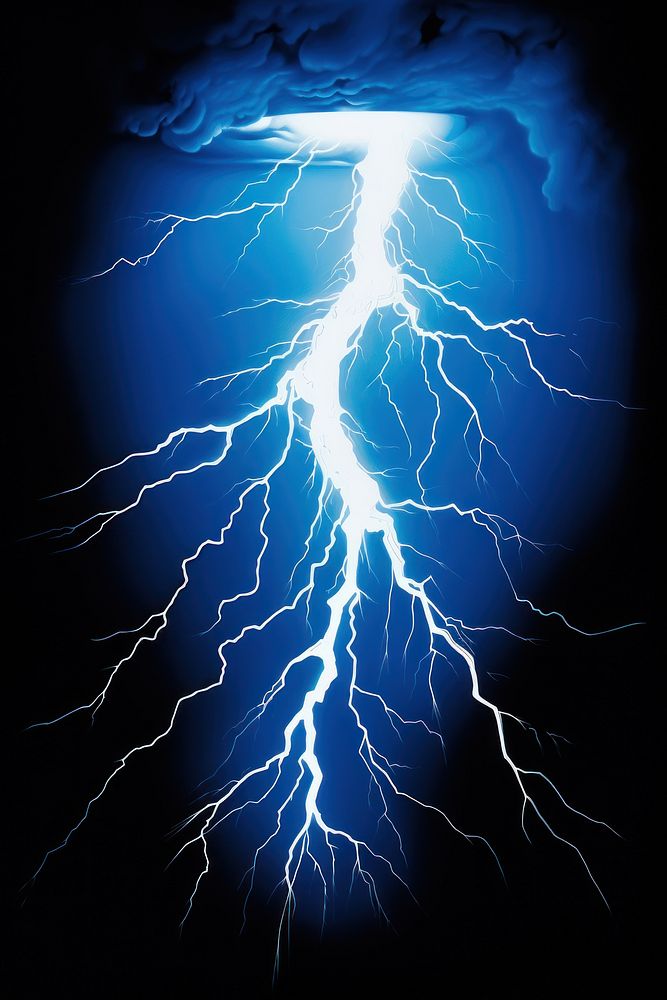 Thunder thunderstorm lightning nature. AI generated Image by rawpixel.