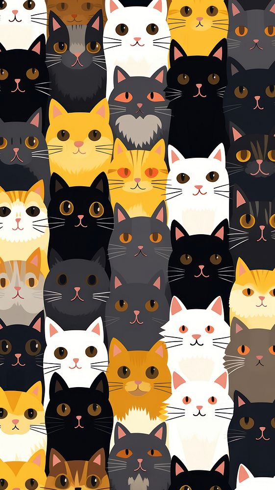 Cats animal pattern cartoon. AI generated Image by rawpixel.