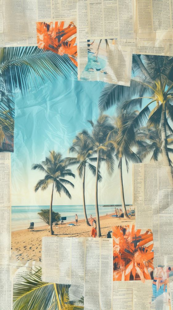 Beach outdoors painting collage. AI generated Image by rawpixel.