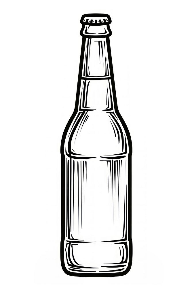 Beer bottle sketch glass drink. AI generated Image by rawpixel.