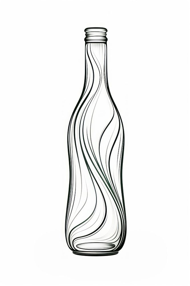 Beer bottle sketch glass drink. AI generated Image by rawpixel.