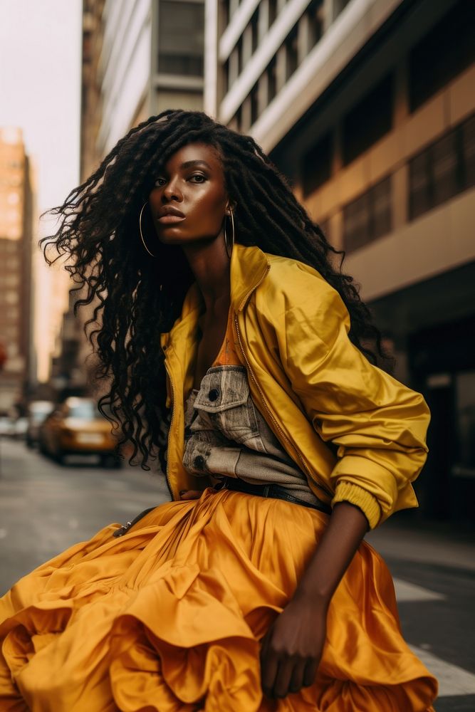 Young African woman fashion street adult. AI generated Image by rawpixel.