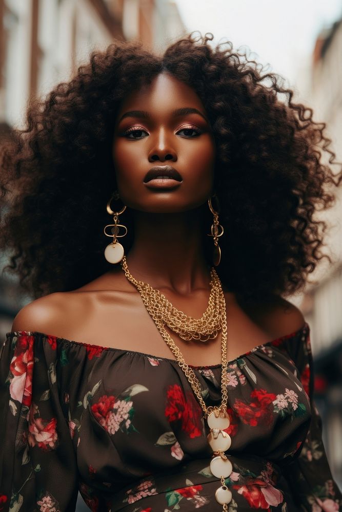 Young African woman necklace jewelry fashion. AI generated Image by rawpixel.