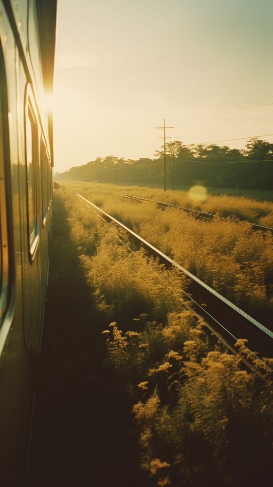 Train landscape sunlight outdoors. AI generated Image by rawpixel.