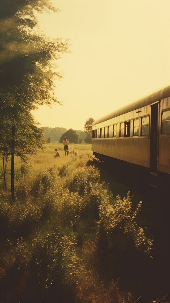 Train landscape outdoors railway. AI generated Image by rawpixel.