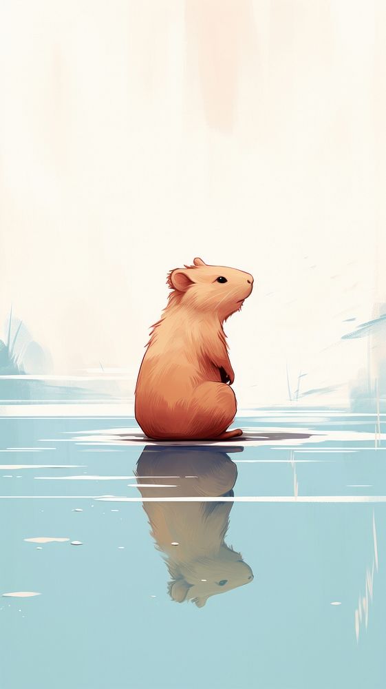 Capybara animal mammal rodent. AI generated Image by rawpixel.