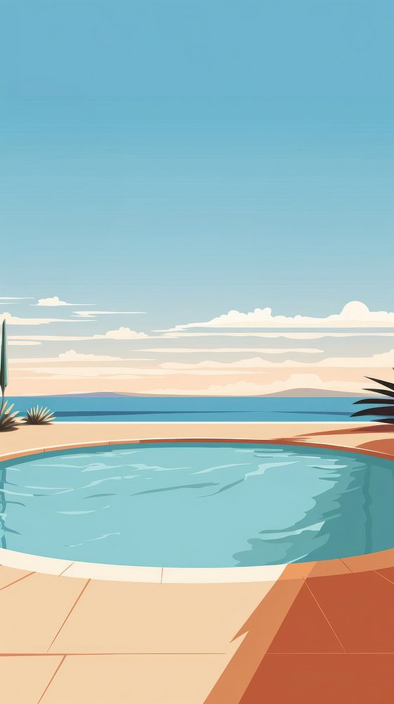 Swimming pool outdoors beach land. AI generated Image by rawpixel.