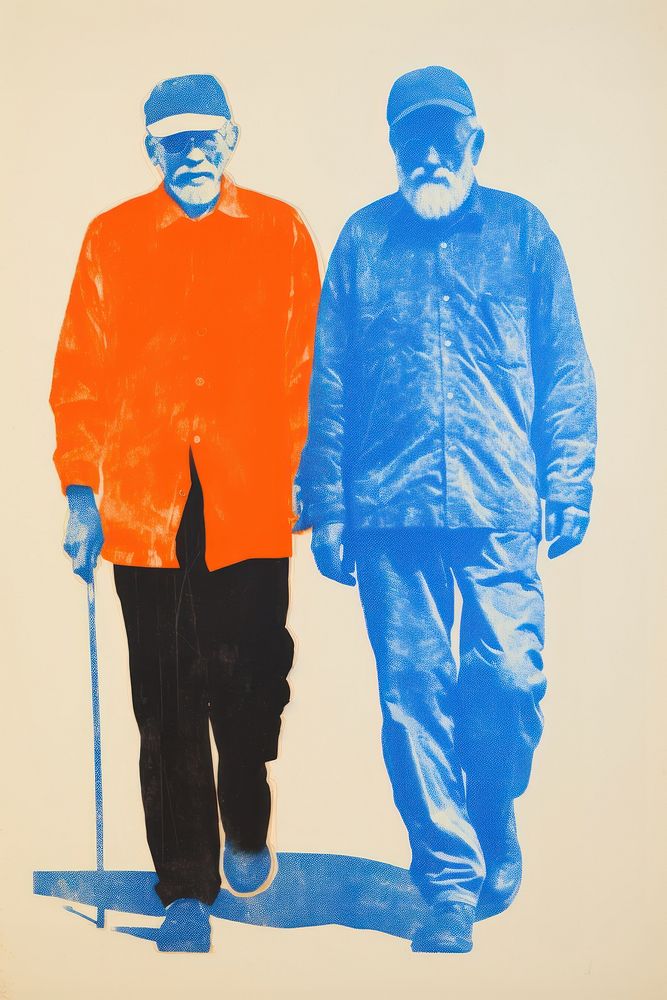Old people adult blue men. AI generated Image by rawpixel.