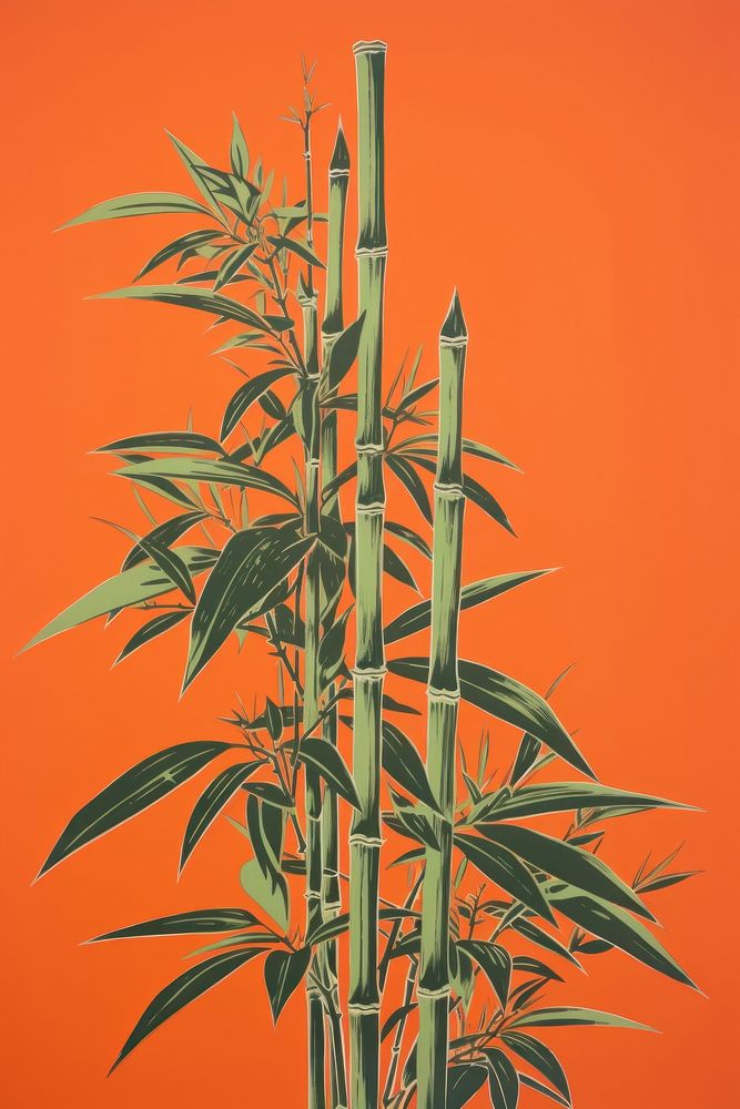 Bamboo plant green red. AI generated Image by rawpixel.