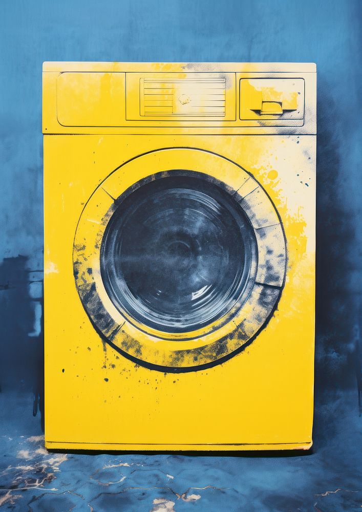 Washing machine top load appliance yellow dryer. AI generated Image by rawpixel.